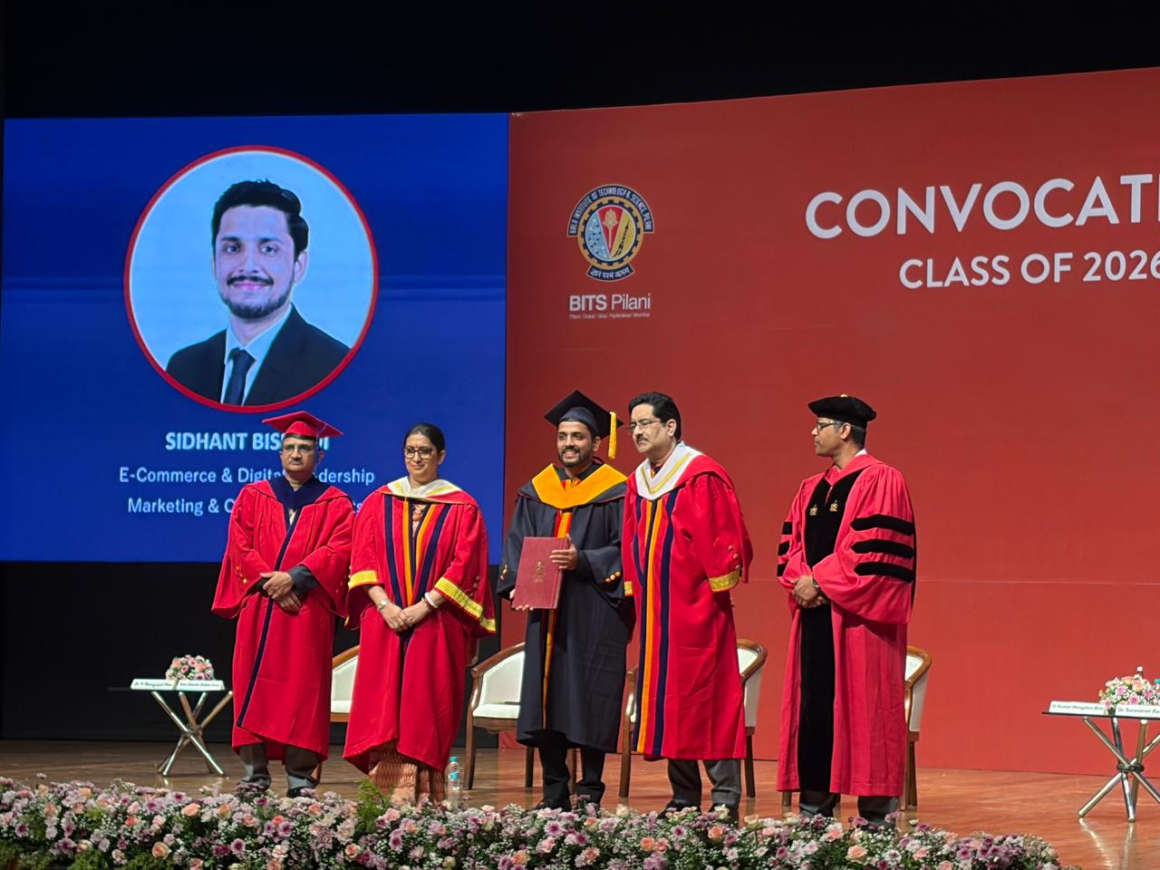 Sidhant Bishnoi receiving his MBA degree at the BITS Pilani Convocation, Class of 2026
